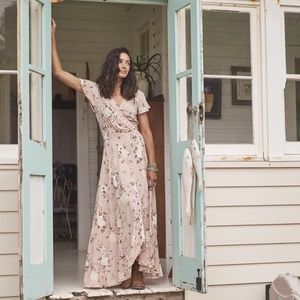 Auguste wrap maxi dress - Vintage Blooms print, musk, XS